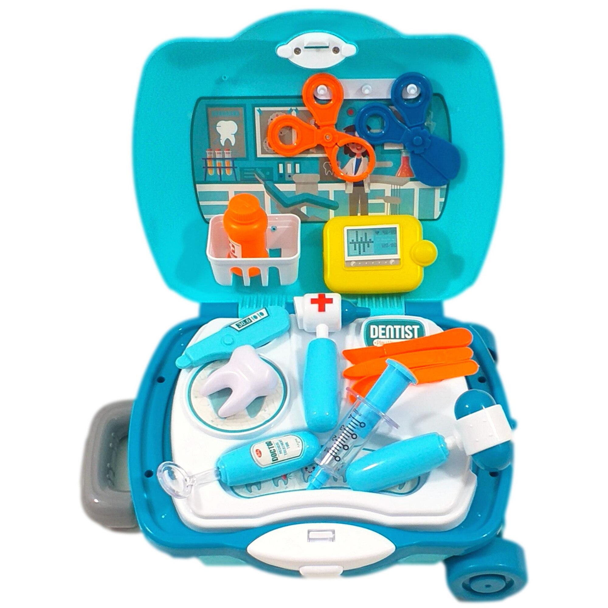 Set doctor, Troller Doctor Dentist, 18 Piese, Albastru deschis