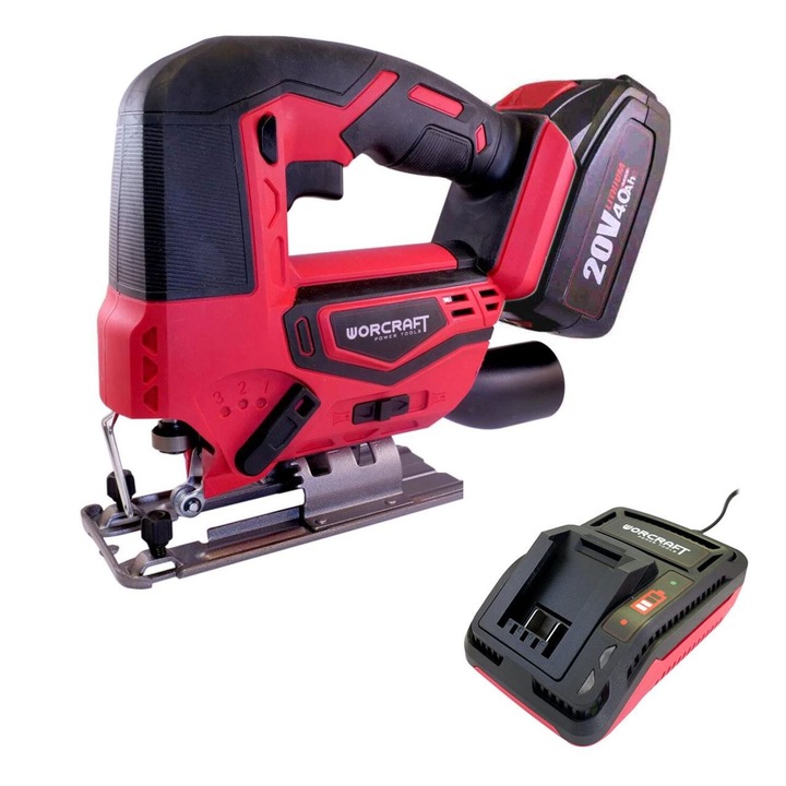 Fierastrau pendular, 20 V Li-ion 4 Ah, cu acumulator, incarcator, Worcraft