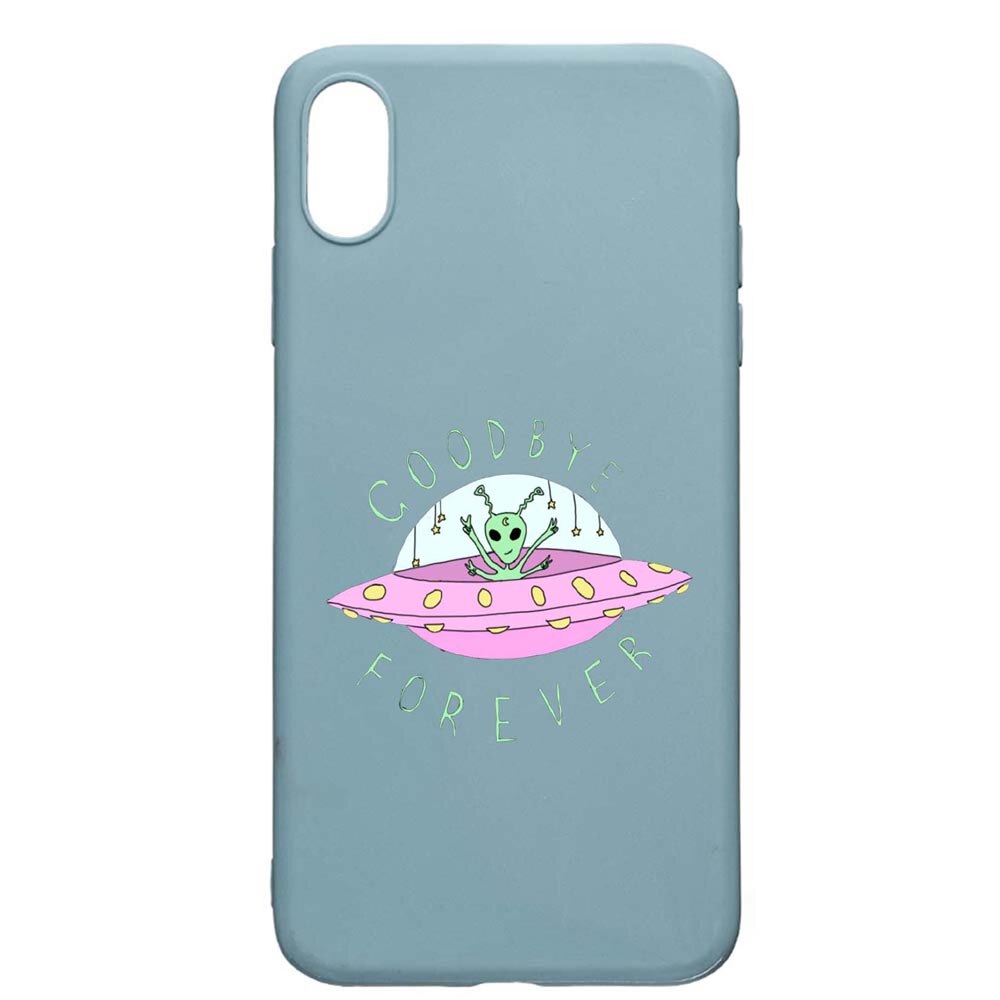 Husa Apple iPhone XS Max, Universe, UFO, Good Bye, rezistenta la uzura, anti-alunecare, din silicon Premium, Cornflower, CF474