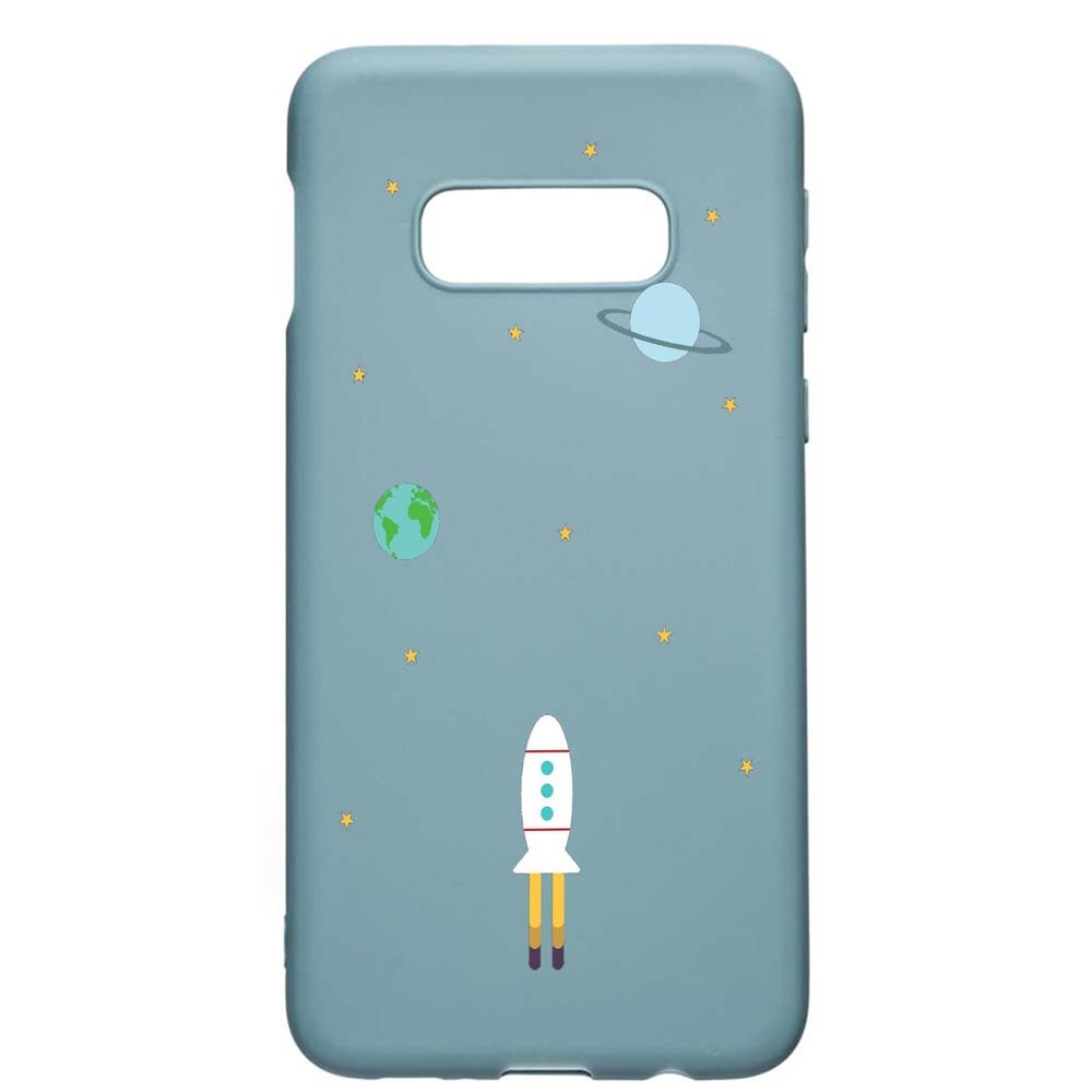 Husa Samsung Galaxy S10e, Universe, Spacecraft, rezistenta la uzura, anti-alunecare, din silicon Premium, Cornflower, CF471