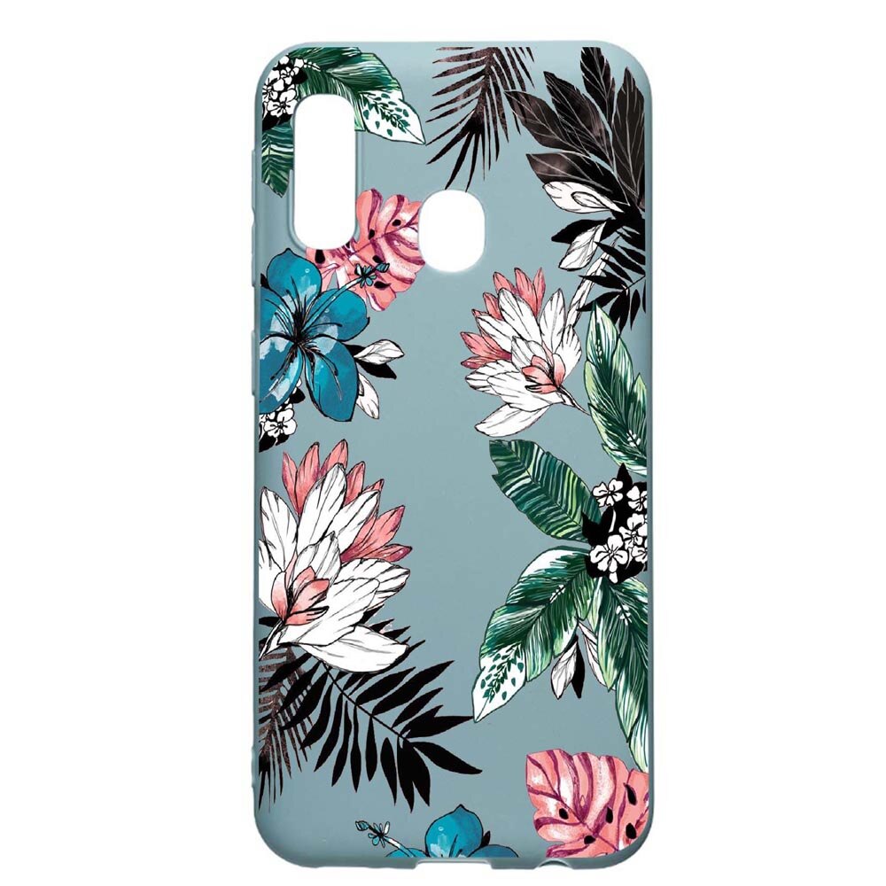 Husa Samsung Galaxy A70e, Tropical Flowers, rezistenta la uzura, anti-alunecare, din silicon Premium, Cornflower, CF500