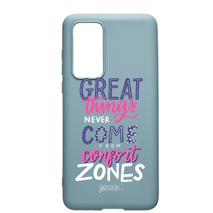 Husa Huawei P40, Great Things, rezistenta la uzura, anti-alunecare, din silicon Premium, Cornflower, CF486