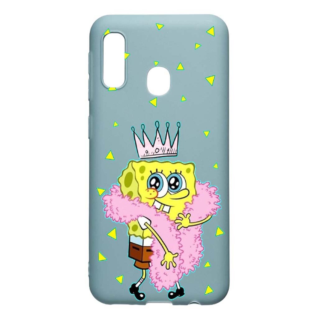 Husa Samsung Galaxy A70e, Spongebob, rezistenta la uzura, anti-alunecare, din silicon Premium, Cornflower, CF597