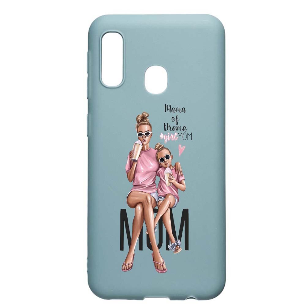 Husa Samsung Galaxy A70e, Girl Mom, rezistenta la uzura, anti-alunecare, din silicon Premium, Cornflower, CF558