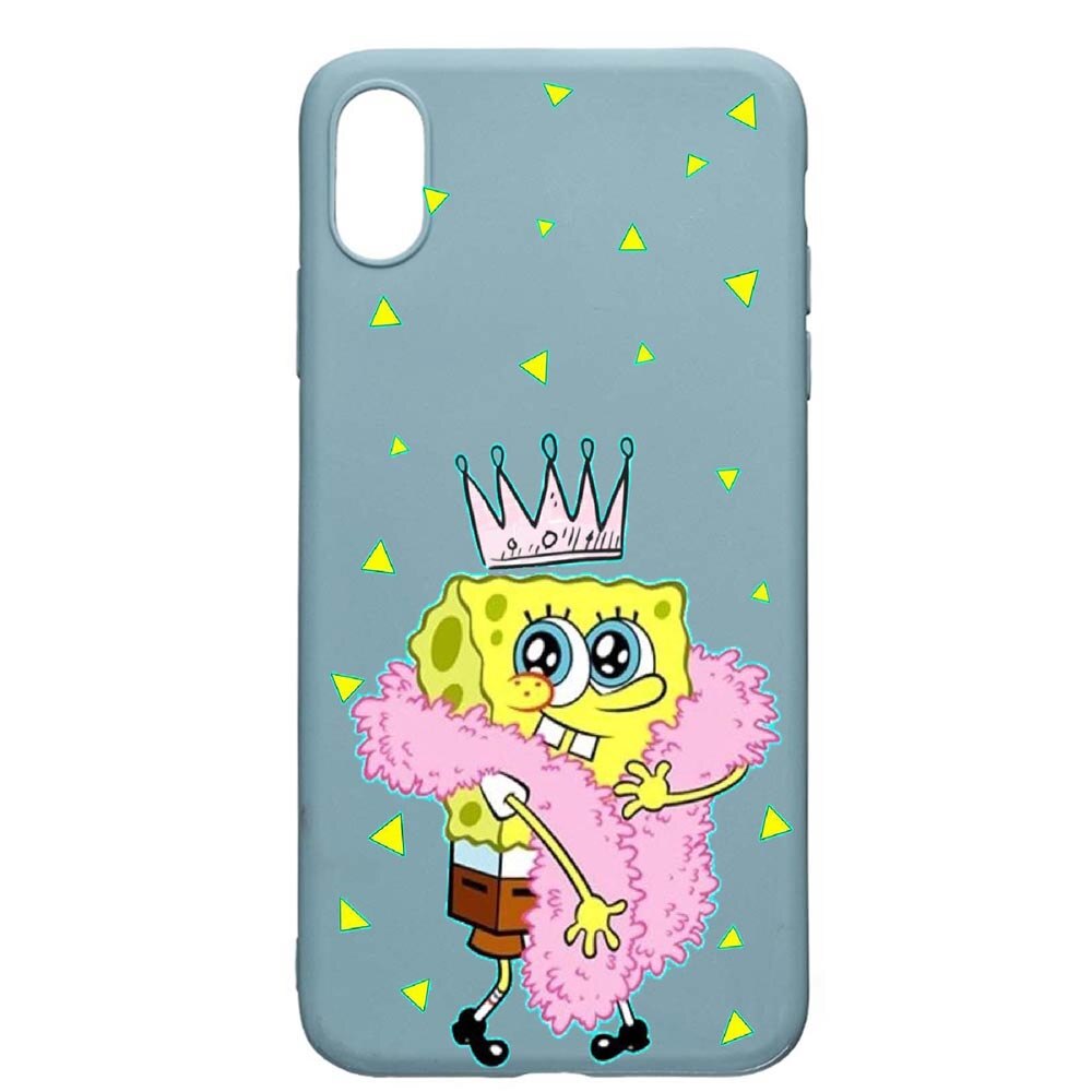 Husa Apple iPhone XS Max, Spongebob, rezistenta la uzura, anti-alunecare, din silicon Premium, Cornflower, CF597