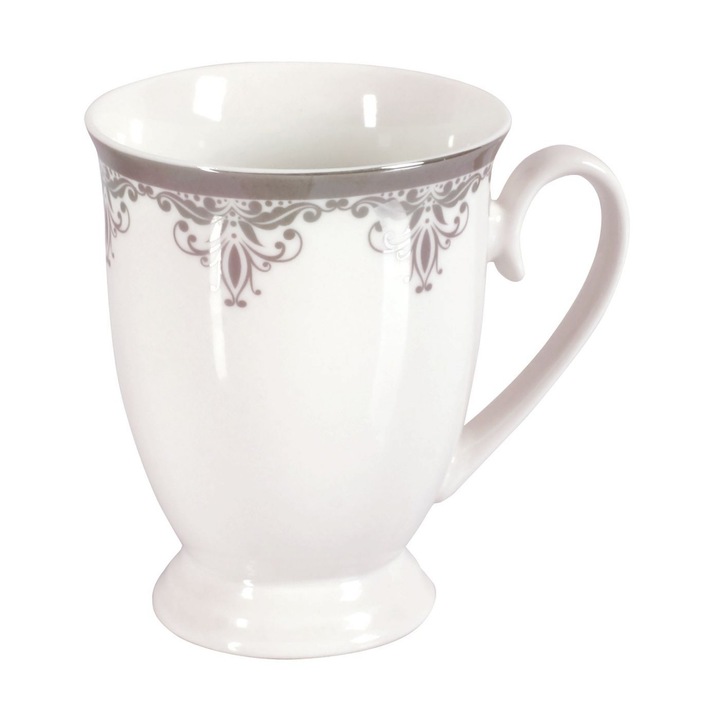 Cana cu talpa Ambition Diana Platina 2, 300ml, portelan, alb