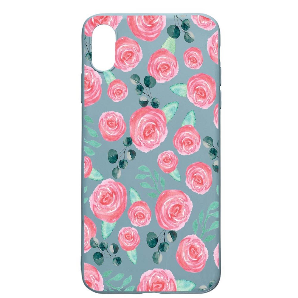 Husa Apple iPhone XS Max, Rose Pattern, rezistenta la uzura, anti-alunecare, din silicon Premium, Cornflower, CF640