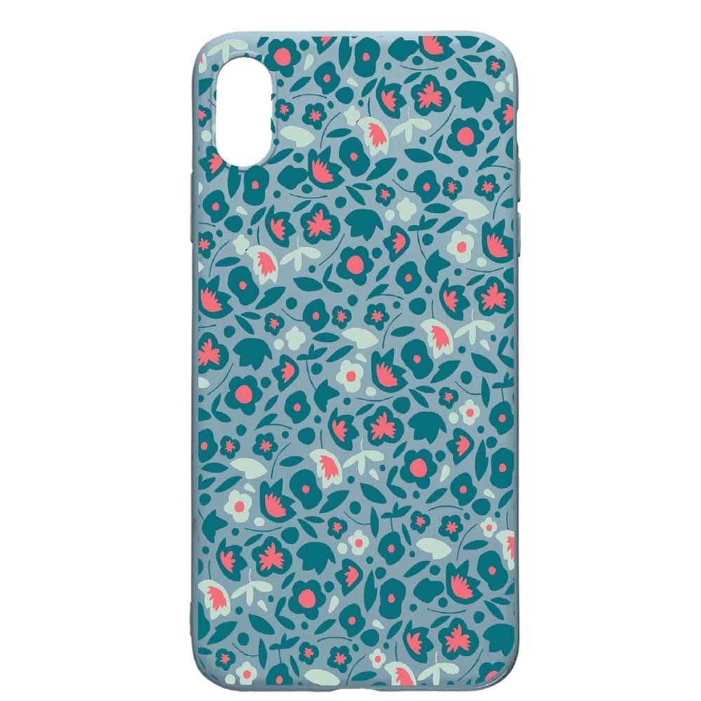 Husa Apple iPhone XS / X, Green Flowers Pattern, rezistenta la uzura, anti-alunecare, din silicon Premium, Cornflower, CF632