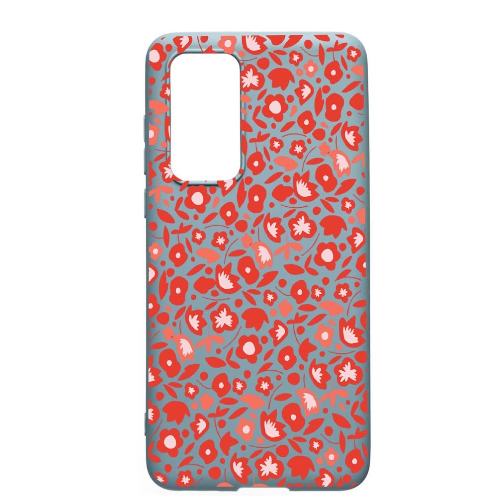 Husa Samsung Galaxy S20, Red Flowers Pattern, rezistenta la uzura, anti-alunecare, din silicon Premium, Cornflower, CF631