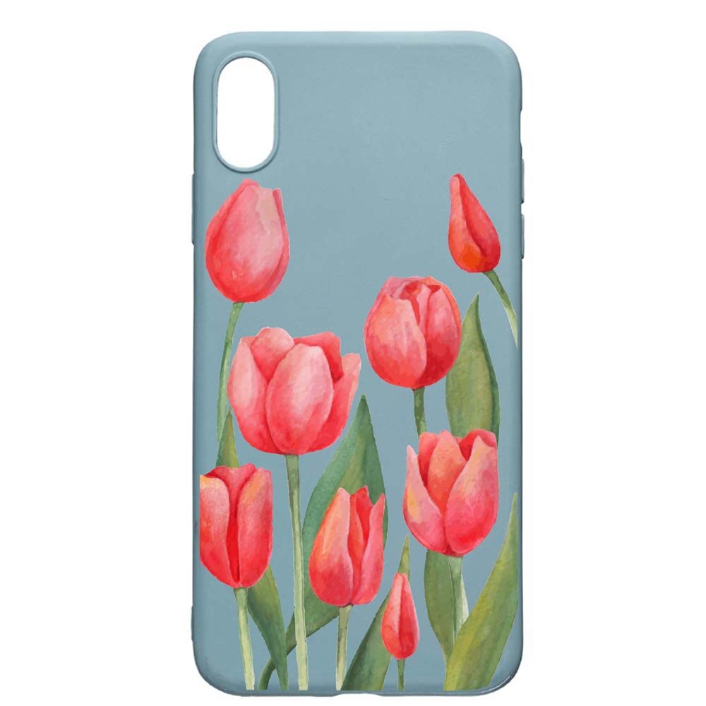 Husa Apple iPhone XS Max, Red Roses, rezistenta la uzura, anti-alunecare, din silicon Premium, Cornflower, CF633