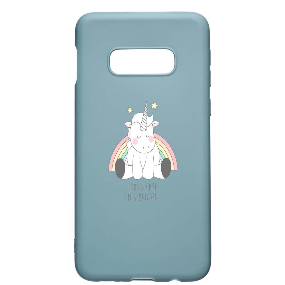 Husa Samsung Galaxy S10e, Unicorn - I Don't Care, rezistenta la uzura, anti-alunecare, din silicon Premium, Cornflower, CF524