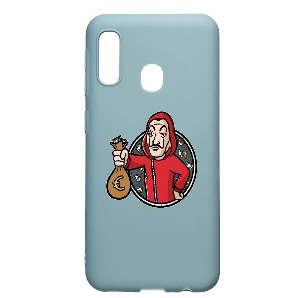 Husa Samsung Galaxy A70e, La Casa De Papel, rezistenta la uzura, anti-alunecare, din silicon Premium, Cornflower, CF700