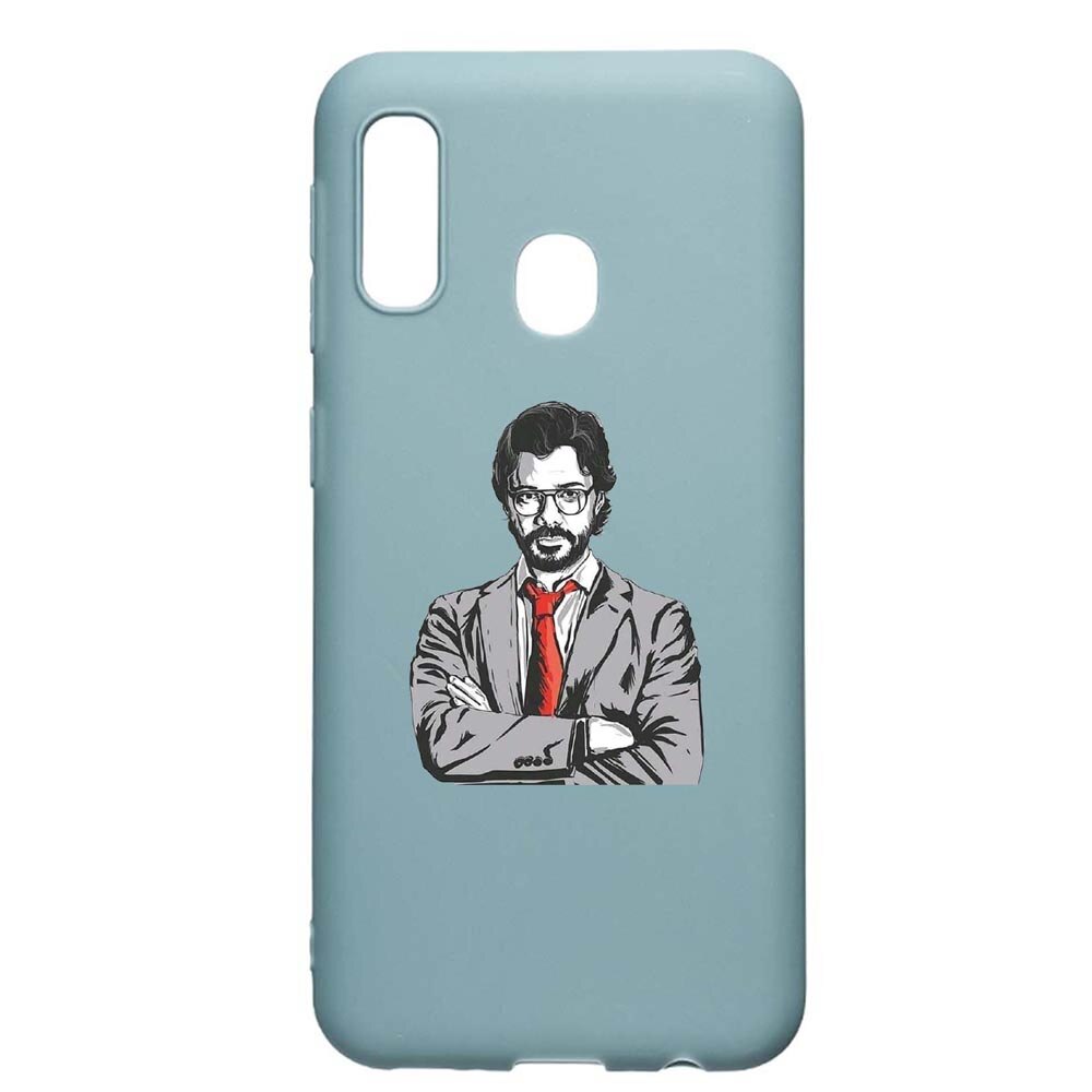 Husa Samsung Galaxy A70e, La Casa De Papel - Profesor, rezistenta la uzura, anti-alunecare, din silicon Premium, Cornflower, CF712