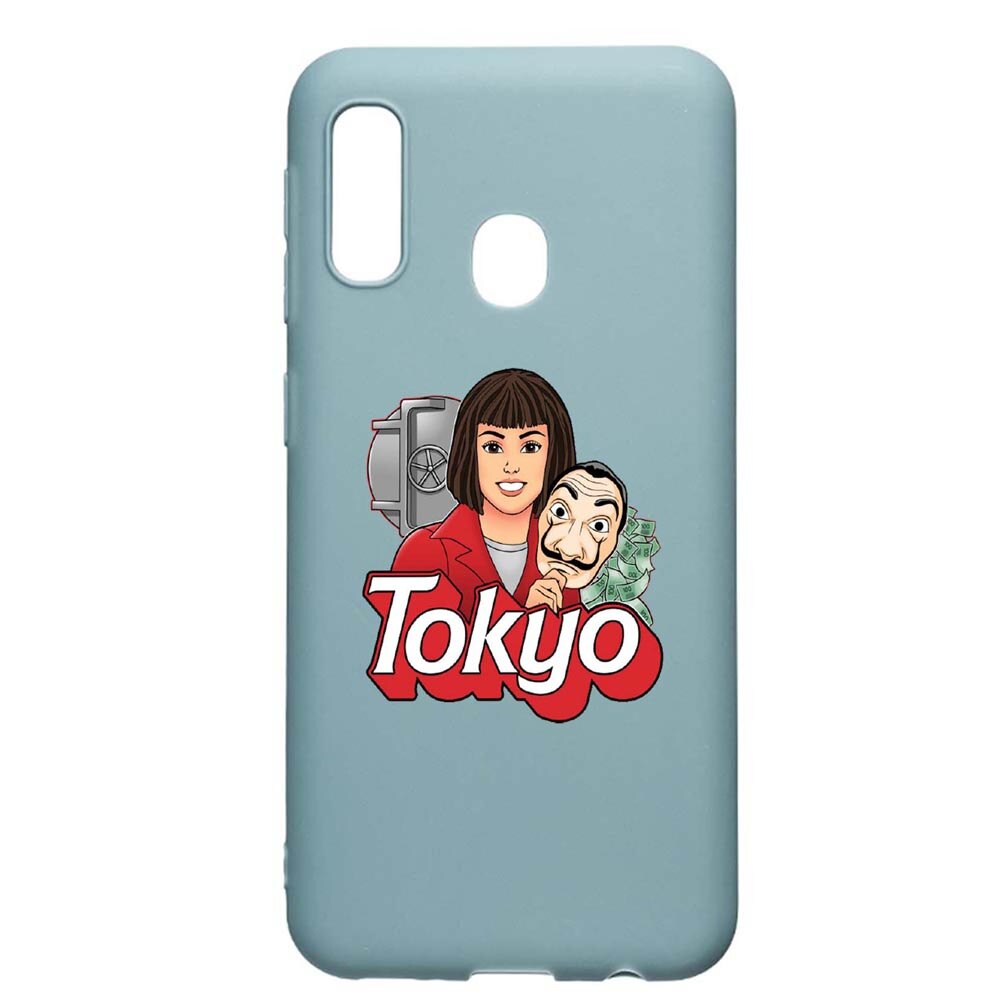 Husa Samsung Galaxy A70e, La Casa De Papel, rezistenta la uzura, anti-alunecare, din silicon Premium, Cornflower, CF717