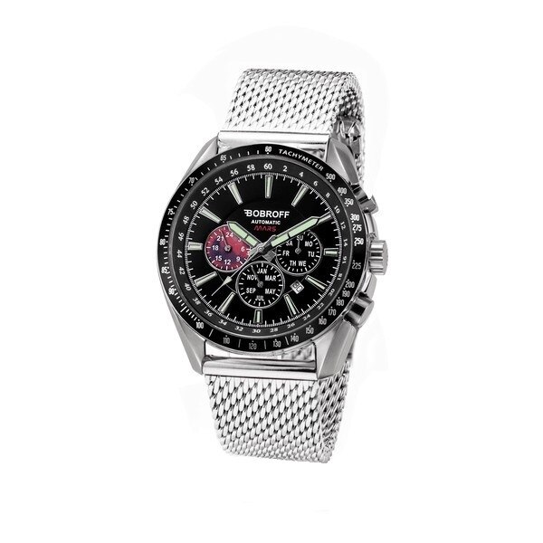 Ceas automatic barbatesc, Bobroff, 8431777787450, Argintiu