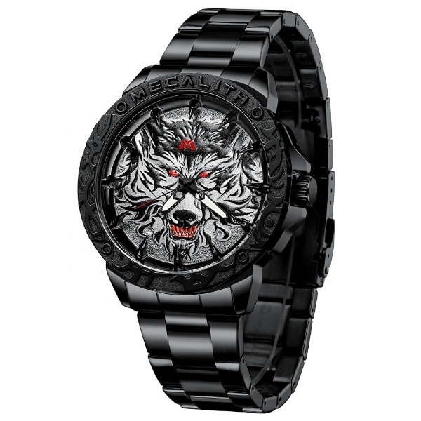 Ceas de mana Megalith 8207M, analog, mecanism quartz, otel inoxidabil, negru