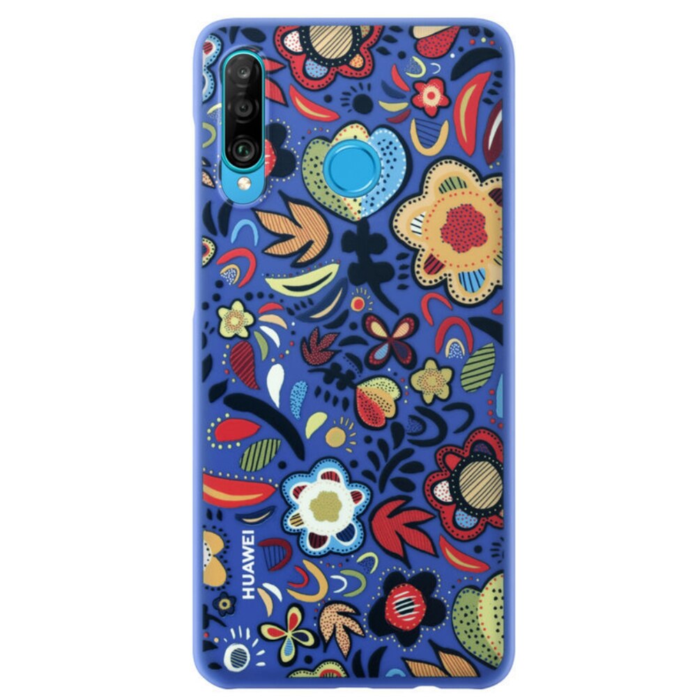Husa Originala Huawei, PU Case pentru Huawei P30 Lite, Back Cover, Floral Blue