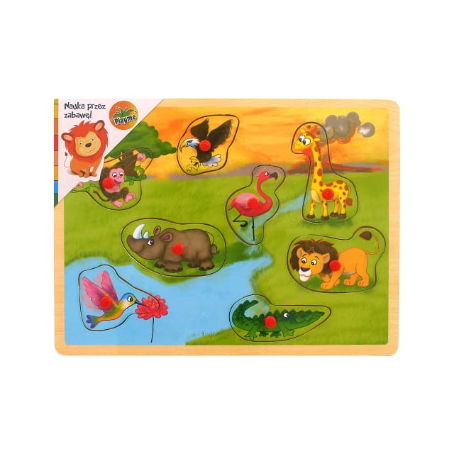 Puzzle lemn - Animale salbatice, 8 piese
