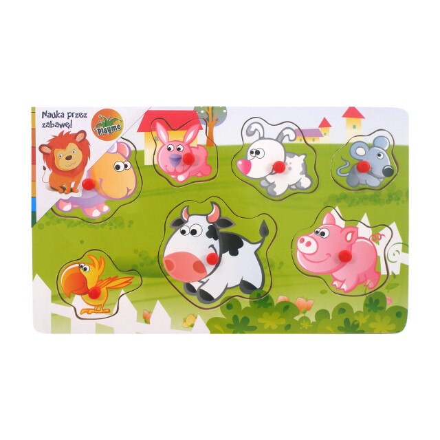 Puzzle lemn - Animalute la joaca, 7 piese