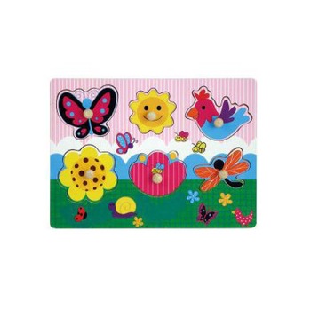 Puzzle lemn cu fluturi si flori, 6 piese Puzzle lemn cu fluturi si flori, 6 piese