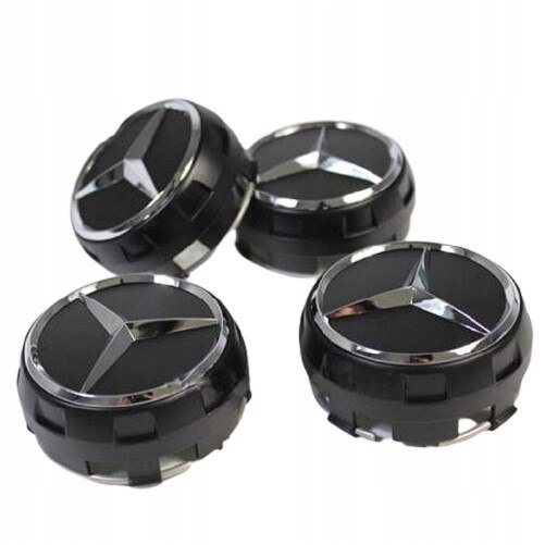 Set 4 capacele roti 75mm negre, pentru jante aliaj Mercedes-Benz AMG