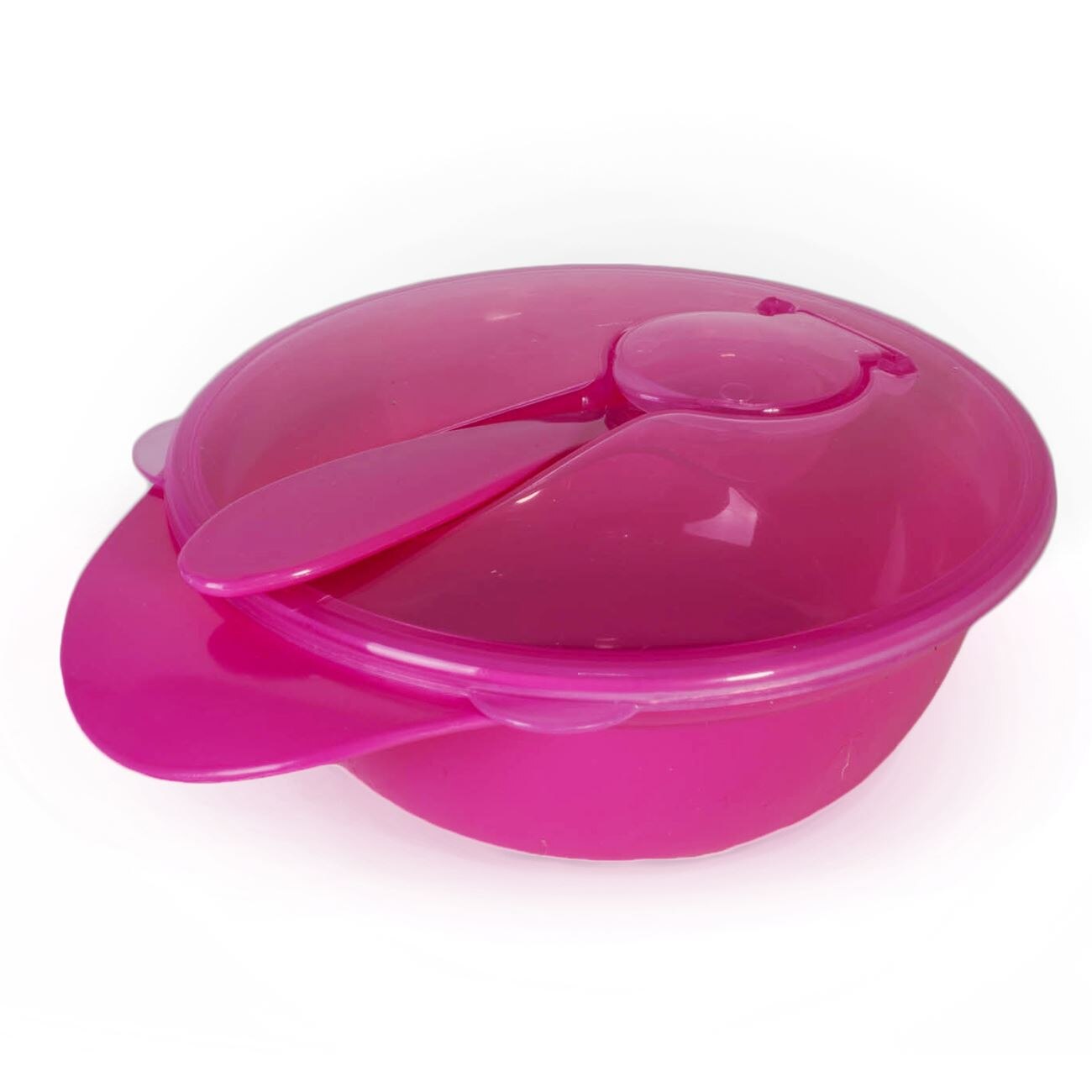 Castronel de mancare cu lingurita inclusa, Zola®, roz 15x5 cm