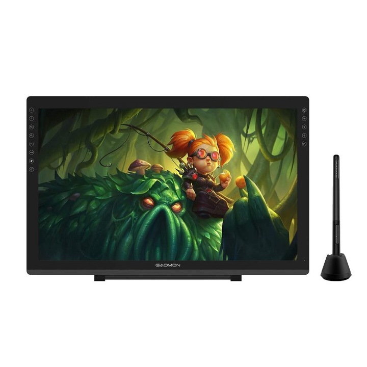 Tableta grafica GAOMON PD2200, Display, 21.5", Stilou 8192 niveluri de presiune, 13 taste tactile, Suport reglabil, Negru