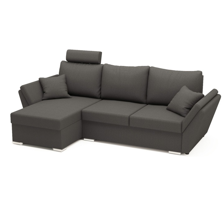 Coltar extensibil, reversibil Palma Plus Grey, 256 x 140 x 90 cm