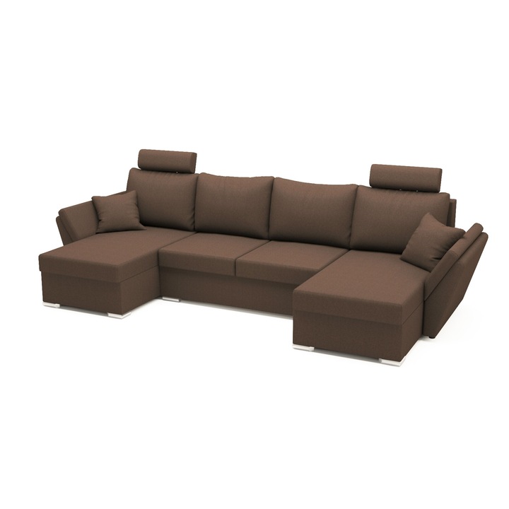 Canapea Palma U Shape Plus Moka, 326 x 140 x 90 cm