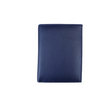 Portofel din piele naturala slim, tip carte, Hassion, F081 Blue Portofel din piele naturala slim, tip carte, Hassion, F081 Blue