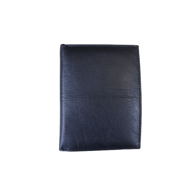 Portofel din piele naturala slim, tip carte, Hassion, F081 Black