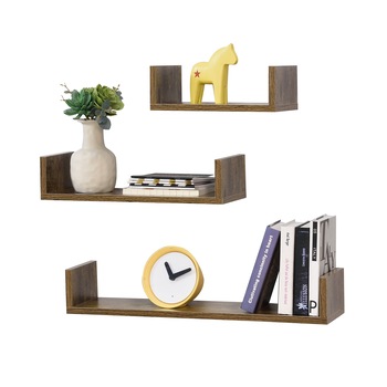 Set trei rafturi perete Venessia DH, en.casa, trei masuri diferite, PAL melaminat, 6 Kg, efect lemn nuanta inchisa Set trei rafturi perete Venessia DH, en.casa, trei masuri diferite, PAL melaminat, 6 Kg, efect lemn nuanta inchisa