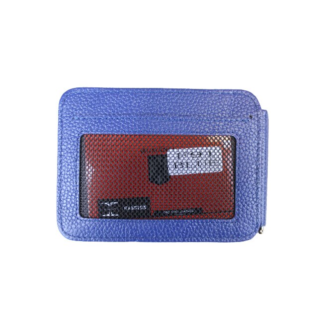 Port carduri din piele naturala cu clips pentru bancnot, Hassion, F91 Blue