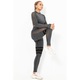 Set fitness 2 piese, Herablum®, Fox Ash Black, cusaturi subtiri, material elastic, modelator, marime M, 38-40 EU