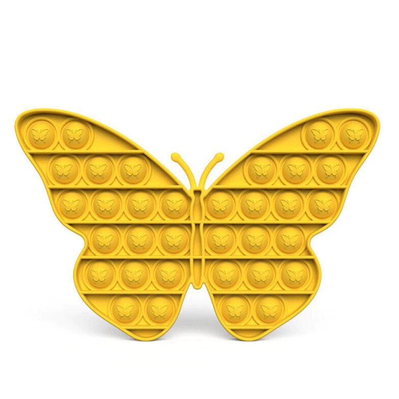 Jucarie antistres din silicon, Pop it now, forma Fluture Galben, 13 cm, Urban Trends ®