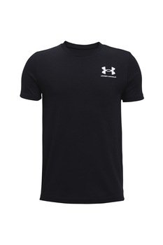 Under Armour, Tricou cu detaliu logo pentru fitness Sportstyle, Negru/Alb Under Armour, Tricou cu detaliu logo pentru fitness Sportstyle, Negru/Alb