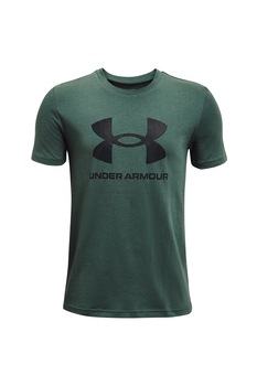 Under Armour, Tricou cu logo pentru antrenament Sportstyle, Verde feriga/Negru Under Armour, Tricou cu logo pentru antrenament Sportstyle, Verde feriga/Negru