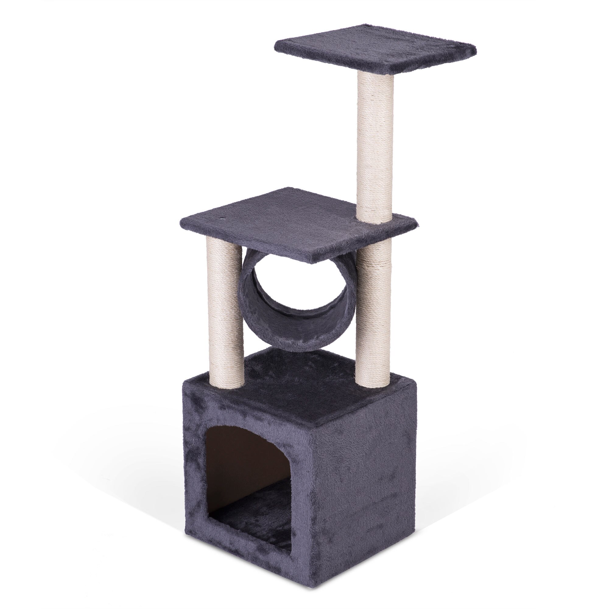 Ansamblu de joaca din sisal pentru pisici Pethaus, inaltime 93 cm, gri