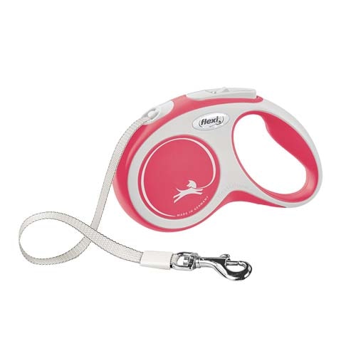 Lesa caini, New Comfort, Flexi, pana la 15 kg, marime S, 5 metri, Rosu