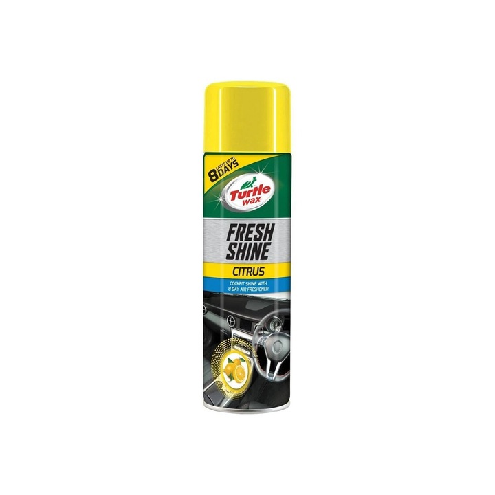 Turtle Wax Cockpit Fresh Citrus szilikon spray 500 ml műanyag vinilhez és gumihoz, hosszantartó illattal
