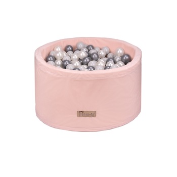 Piscina Uscata Pentru Copii 200 Bile , 90X40 CM, Catifea Roz pudra , Bile Gri Piscina Uscata Pentru Copii 200 Bile , 90X40 CM, Catifea Roz pudra , Bile Gri