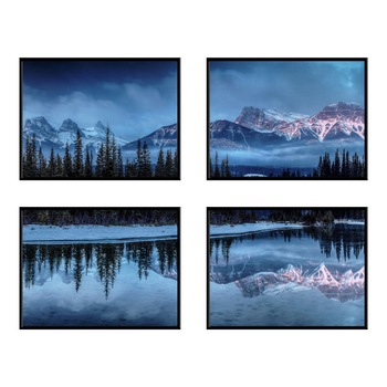 Set de 4 tablouri peisaj Winter Wonderland, 40x30cm, PVC, rama din lemn Set de 4 tablouri peisaj Winter Wonderland, 40x30cm, PVC, rama din lemn