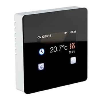 Termostat Wireless pentru incalzirea in pardoseala si ambientala, TFT, negru, touch-screen, monitorizare consum, 2 senzori, 16A, montaj in doza Termostat Wireless pentru incalzirea in pardoseala si ambientala, TFT, negru, touch-screen, monitorizare consum, 2 senzori, 16A, montaj in doza