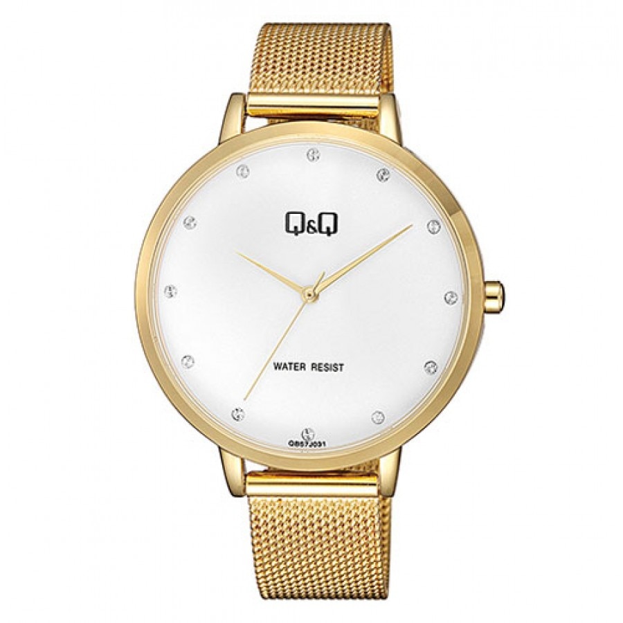 Ceas dama Q&Q QB57J031Y bratara tip plasa gold