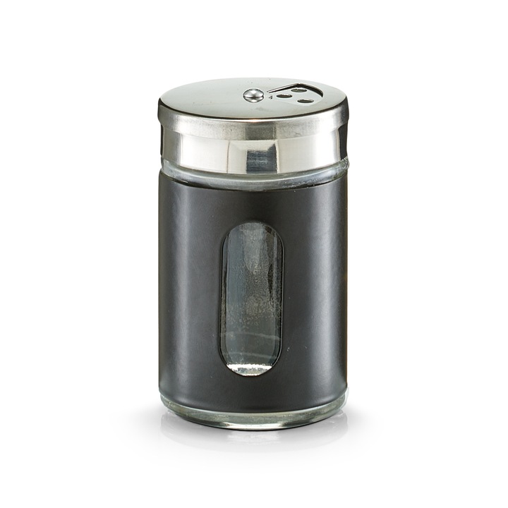 Borcan cu capac,din sticla si inox,pentru condimente,Zeller