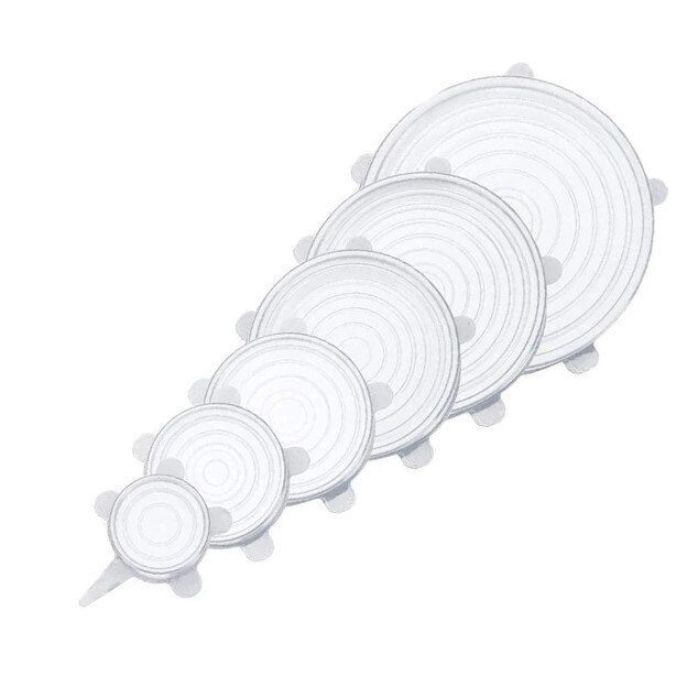 Set 6 capace din silicon extensibile, Albe