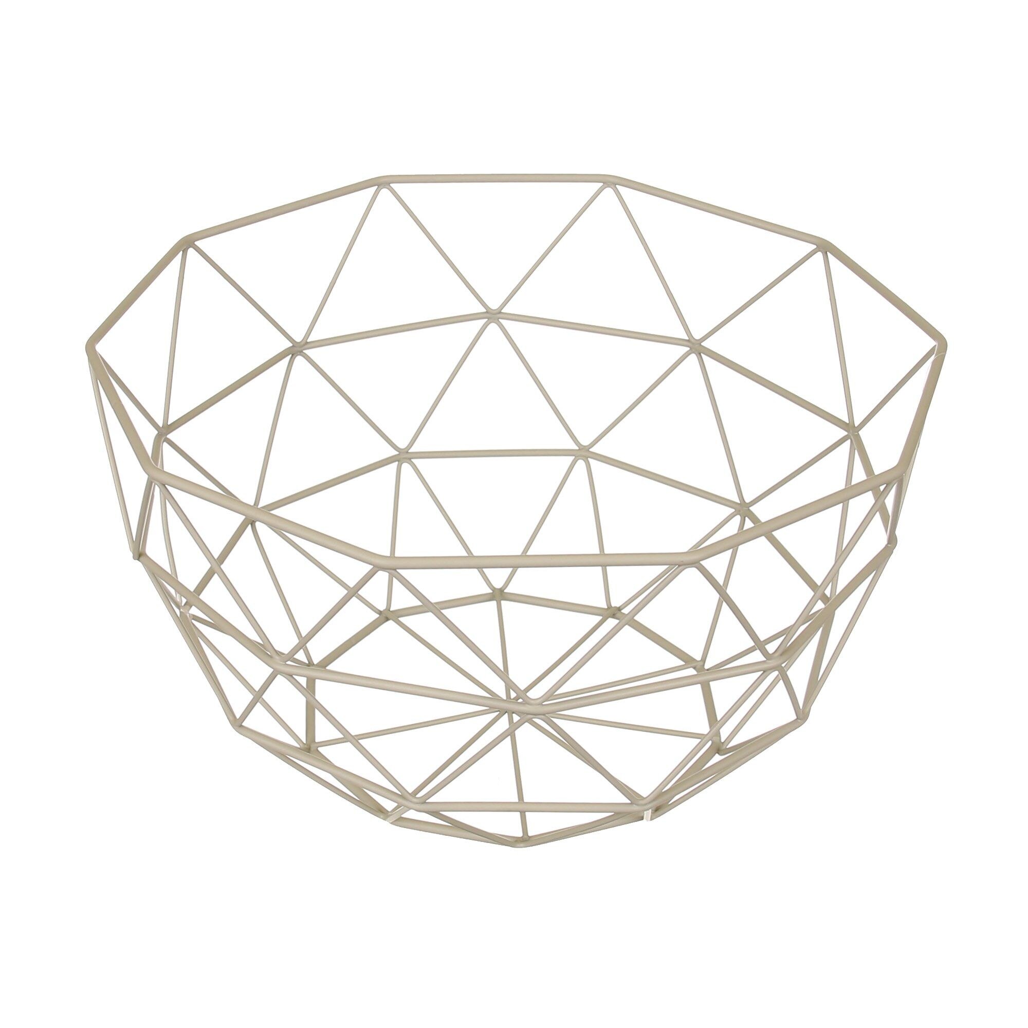 Cos fructe-fructiera din metal, model geometric, gri,dimensiune 26 x 26 x 14 cm