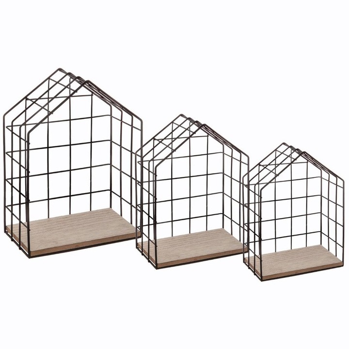 Atmosphera Créateur d'intérieur Három darabos polckészlet, acél, MDF, 22,5x11x33,5 cm