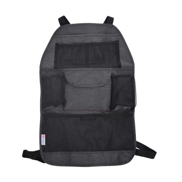 Protectie bancheta auto, Petite&Mars, 38.5x58 cm, Order, Gri-Negru