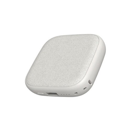 Acumulator extern alb-argintiu A+, 10.000 mAh Quick Charge, 2 porturi USB, conectivitate micro USB si type C